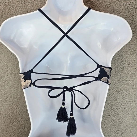 Maaji Womens Swim Suit Bikini Top Sz S Reversible Blue One Side Trees Beachy - Picture 6 of 11